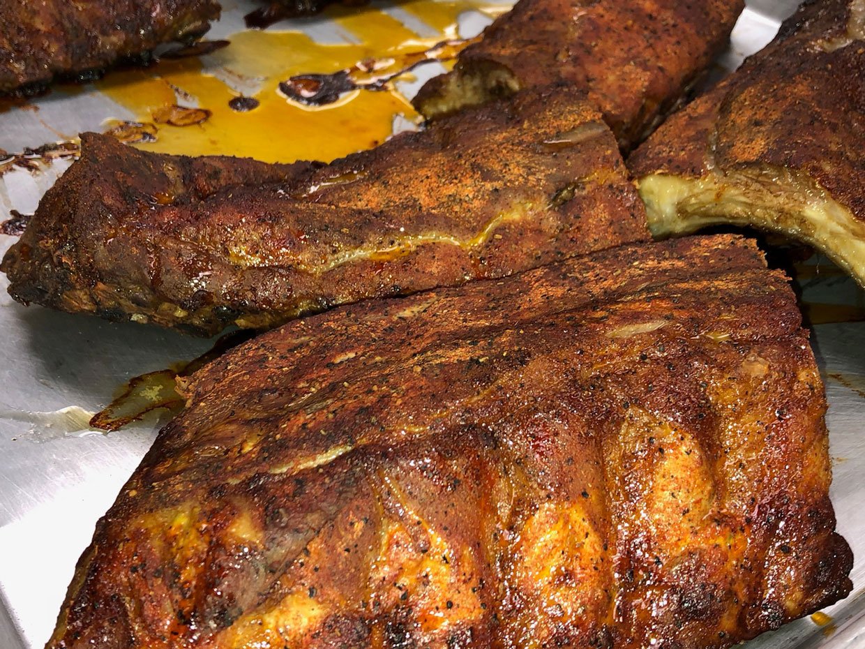 Barbecue Ribs, cooked sous vide without a bag